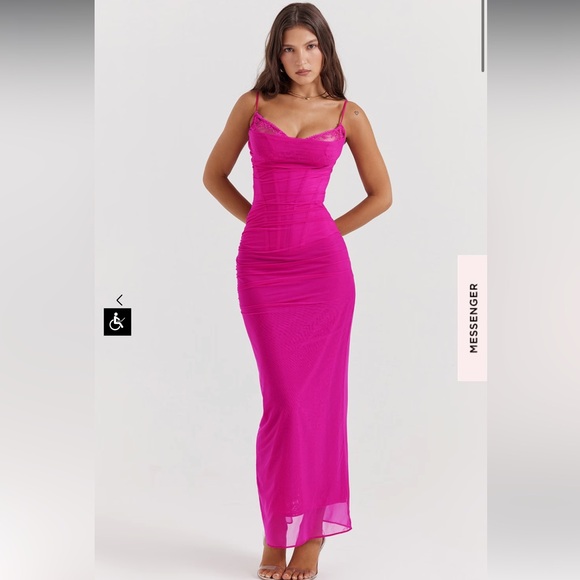 SOLD! HOUSE of CB Nalini Fuchsia Maxi Dress - Picture 3 of 5